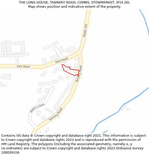 THE LONG HOUSE, TANNERY ROAD, COMBS, STOWMARKET, IP14 2EL: Location map and indicative extent of plot