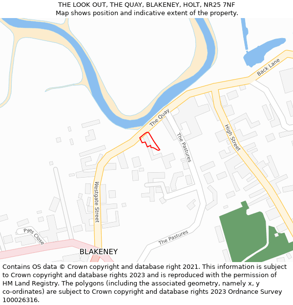 THE LOOK OUT, THE QUAY, BLAKENEY, HOLT, NR25 7NF: Location map and indicative extent of plot