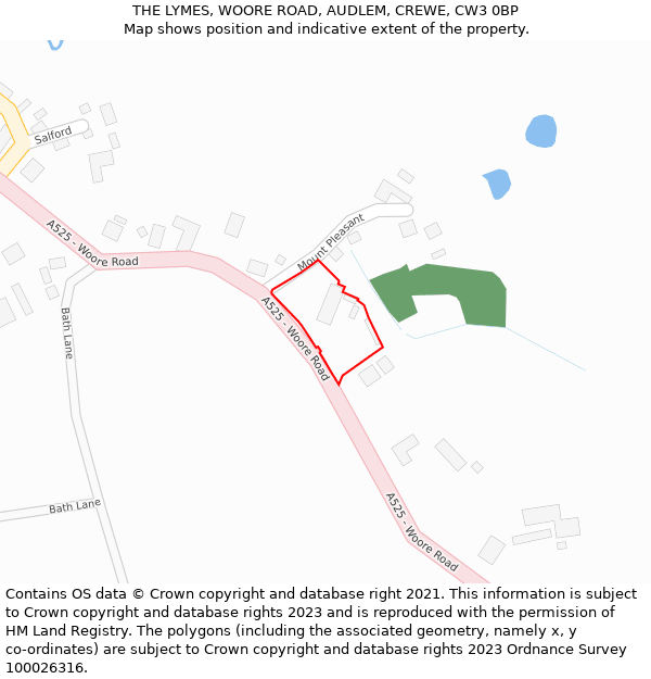 THE LYMES, WOORE ROAD, AUDLEM, CREWE, CW3 0BP: Location map and indicative extent of plot