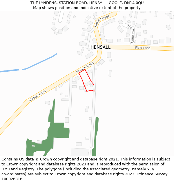THE LYNDENS, STATION ROAD, HENSALL, GOOLE, DN14 0QU: Location map and indicative extent of plot
