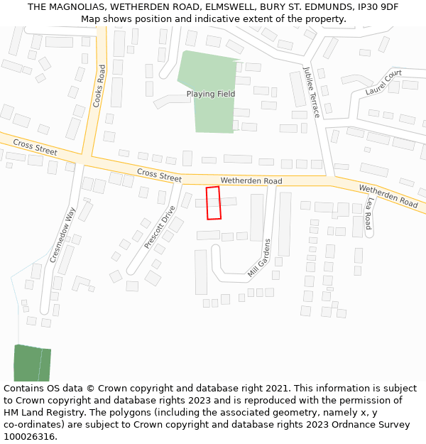 THE MAGNOLIAS, WETHERDEN ROAD, ELMSWELL, BURY ST. EDMUNDS, IP30 9DF: Location map and indicative extent of plot