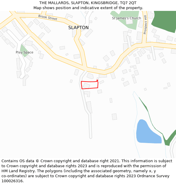 THE MALLARDS, SLAPTON, KINGSBRIDGE, TQ7 2QT: Location map and indicative extent of plot