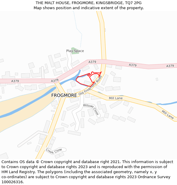 THE MALT HOUSE, FROGMORE, KINGSBRIDGE, TQ7 2PG: Location map and indicative extent of plot