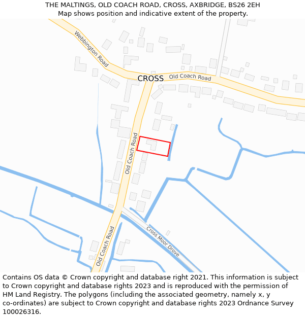THE MALTINGS, OLD COACH ROAD, CROSS, AXBRIDGE, BS26 2EH: Location map and indicative extent of plot