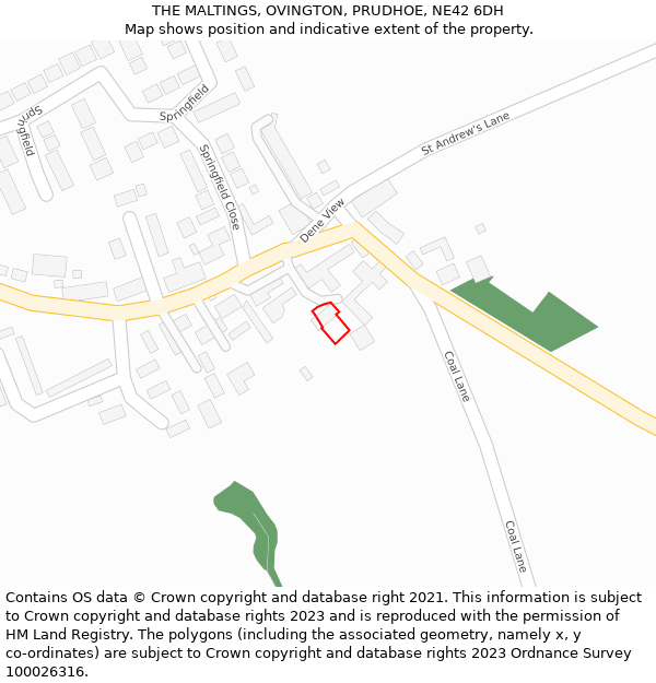 THE MALTINGS, OVINGTON, PRUDHOE, NE42 6DH: Location map and indicative extent of plot