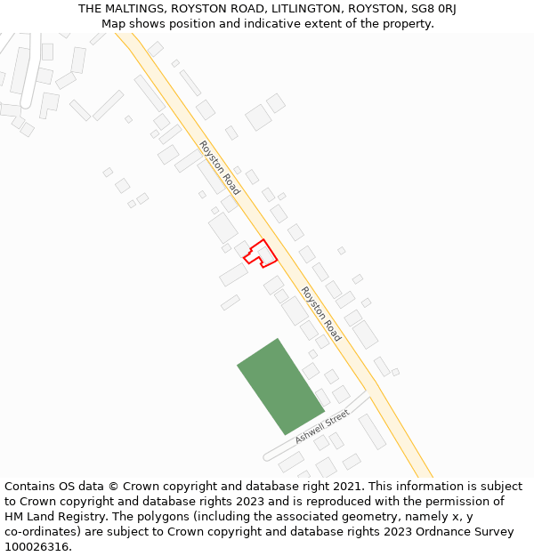 THE MALTINGS, ROYSTON ROAD, LITLINGTON, ROYSTON, SG8 0RJ: Location map and indicative extent of plot
