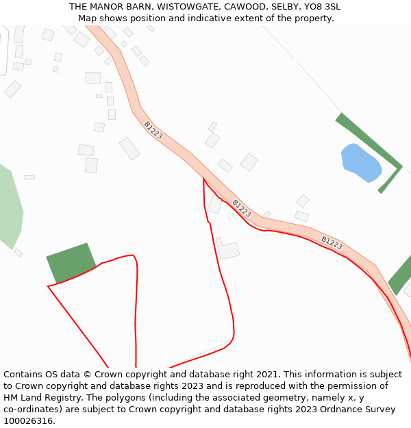 THE MANOR BARN, WISTOWGATE, CAWOOD, SELBY, YO8 3SL: Location map and indicative extent of plot