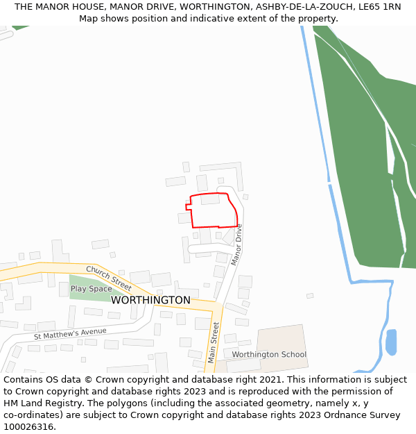 THE MANOR HOUSE, MANOR DRIVE, WORTHINGTON, ASHBY-DE-LA-ZOUCH, LE65 1RN: Location map and indicative extent of plot