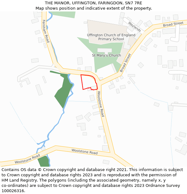 THE MANOR, UFFINGTON, FARINGDON, SN7 7RE: Location map and indicative extent of plot