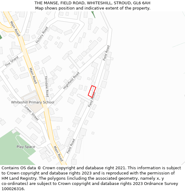 THE MANSE, FIELD ROAD, WHITESHILL, STROUD, GL6 6AH: Location map and indicative extent of plot