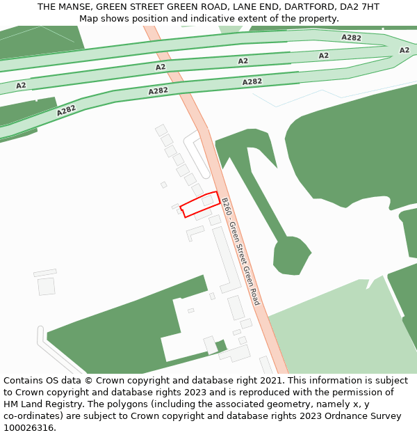 THE MANSE, GREEN STREET GREEN ROAD, LANE END, DARTFORD, DA2 7HT: Location map and indicative extent of plot