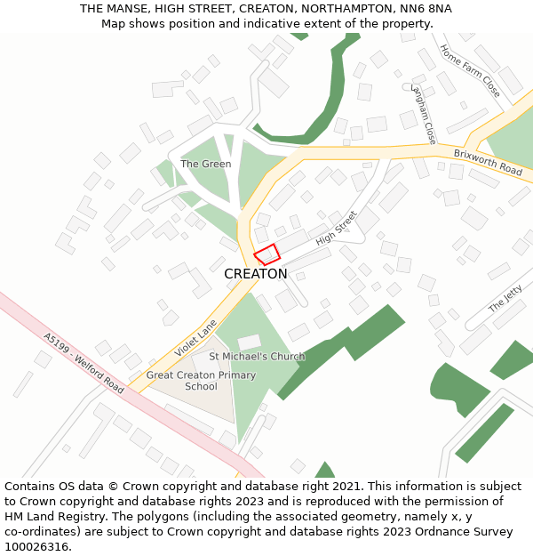 THE MANSE, HIGH STREET, CREATON, NORTHAMPTON, NN6 8NA: Location map and indicative extent of plot