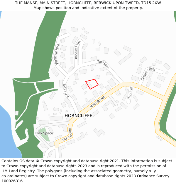 THE MANSE, MAIN STREET, HORNCLIFFE, BERWICK-UPON-TWEED, TD15 2XW: Location map and indicative extent of plot