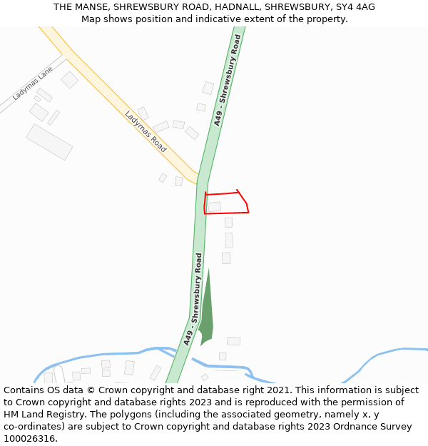 THE MANSE, SHREWSBURY ROAD, HADNALL, SHREWSBURY, SY4 4AG: Location map and indicative extent of plot