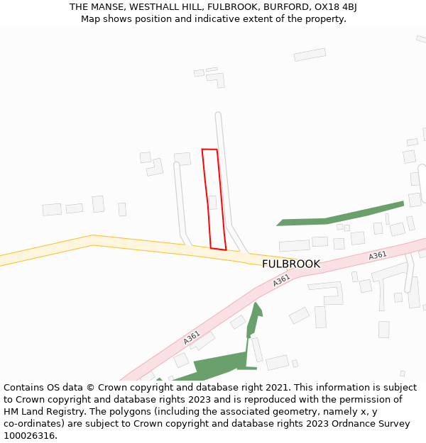 THE MANSE, WESTHALL HILL, FULBROOK, BURFORD, OX18 4BJ: Location map and indicative extent of plot