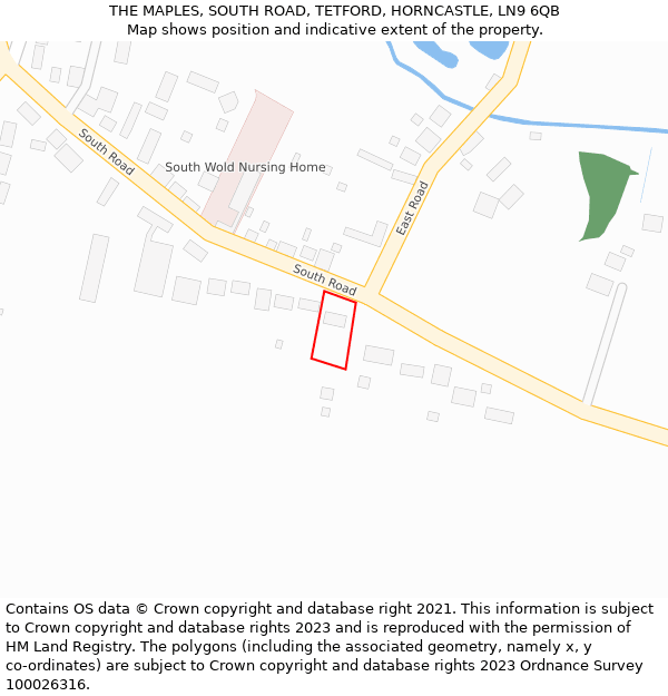 THE MAPLES, SOUTH ROAD, TETFORD, HORNCASTLE, LN9 6QB: Location map and indicative extent of plot