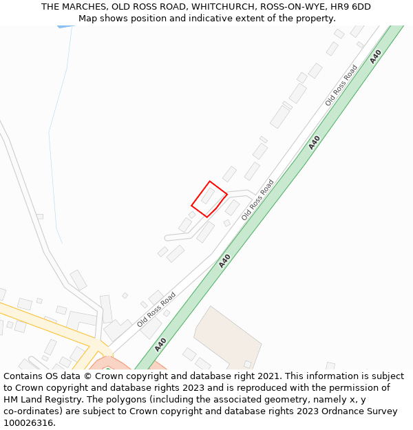 THE MARCHES, OLD ROSS ROAD, WHITCHURCH, ROSS-ON-WYE, HR9 6DD: Location map and indicative extent of plot