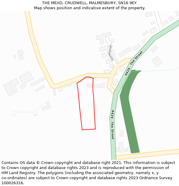 THE MEAD, CRUDWELL, MALMESBURY, SN16 9EY: Location map and indicative extent of plot