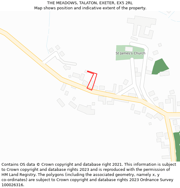 THE MEADOWS, TALATON, EXETER, EX5 2RL: Location map and indicative extent of plot