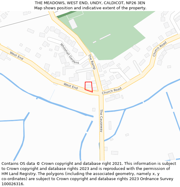 THE MEADOWS, WEST END, UNDY, CALDICOT, NP26 3EN: Location map and indicative extent of plot