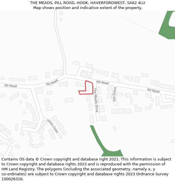 THE MEADS, PILL ROAD, HOOK, HAVERFORDWEST, SA62 4LU: Location map and indicative extent of plot