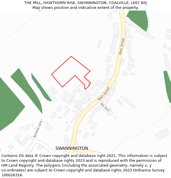 THE MILL, HAWTHORN RISE, SWANNINGTON, COALVILLE, LE67 8AJ: Location map and indicative extent of plot