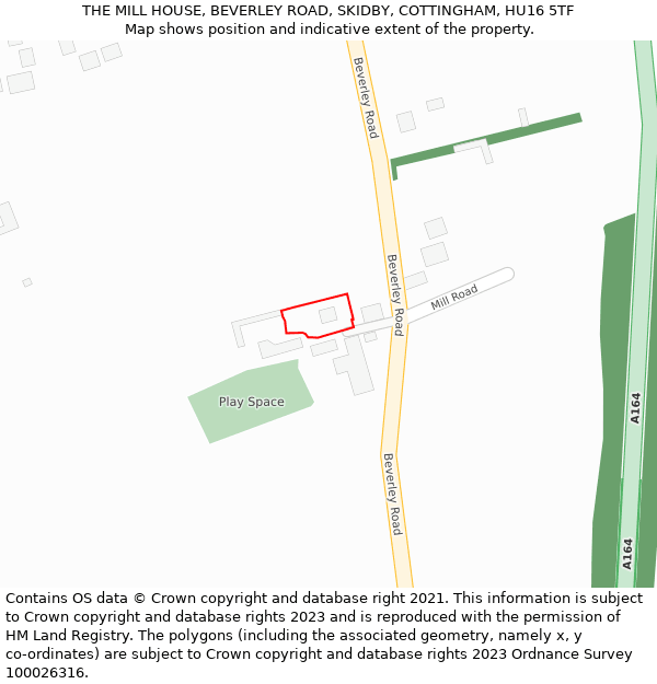 THE MILL HOUSE, BEVERLEY ROAD, SKIDBY, COTTINGHAM, HU16 5TF: Location map and indicative extent of plot
