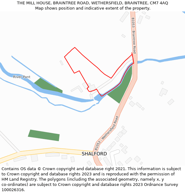 THE MILL HOUSE, BRAINTREE ROAD, WETHERSFIELD, BRAINTREE, CM7 4AQ: Location map and indicative extent of plot