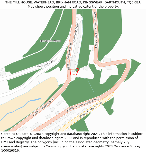 THE MILL HOUSE, WATERHEAD, BRIXHAM ROAD, KINGSWEAR, DARTMOUTH, TQ6 0BA: Location map and indicative extent of plot