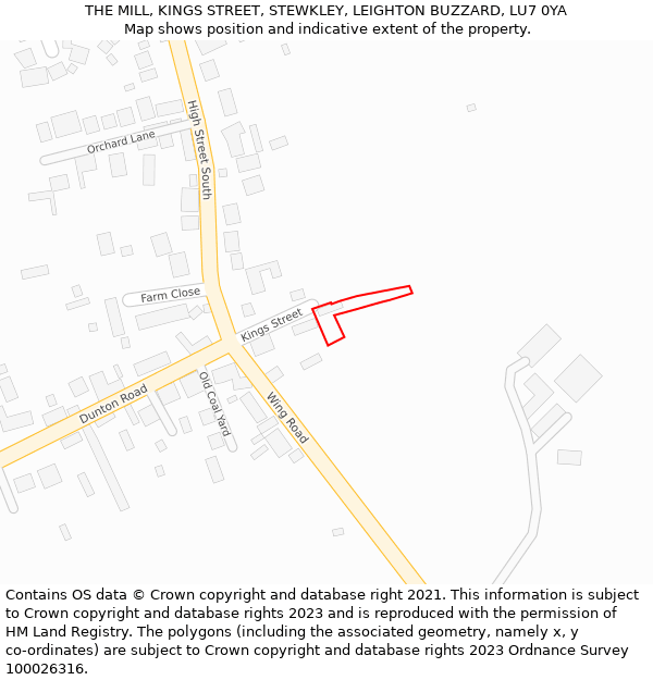 THE MILL, KINGS STREET, STEWKLEY, LEIGHTON BUZZARD, LU7 0YA: Location map and indicative extent of plot