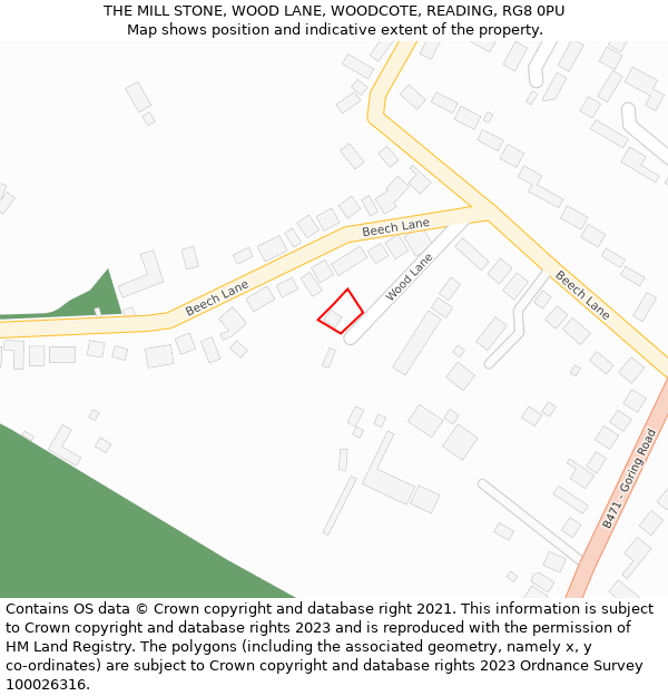 THE MILL STONE, WOOD LANE, WOODCOTE, READING, RG8 0PU: Location map and indicative extent of plot