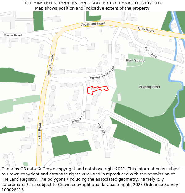 THE MINSTRELS, TANNERS LANE, ADDERBURY, BANBURY, OX17 3ER: Location map and indicative extent of plot