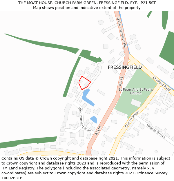 THE MOAT HOUSE, CHURCH FARM GREEN, FRESSINGFIELD, EYE, IP21 5ST: Location map and indicative extent of plot