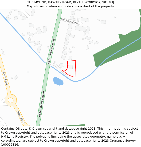 THE MOUND, BAWTRY ROAD, BLYTH, WORKSOP, S81 8HJ: Location map and indicative extent of plot