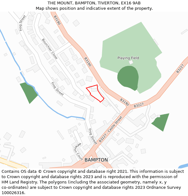 THE MOUNT, BAMPTON, TIVERTON, EX16 9AB: Location map and indicative extent of plot