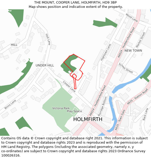 THE MOUNT, COOPER LANE, HOLMFIRTH, HD9 3BP: Location map and indicative extent of plot