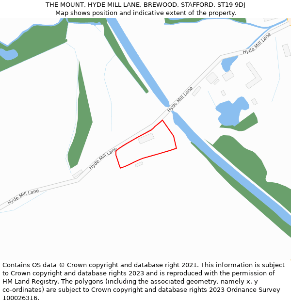 THE MOUNT, HYDE MILL LANE, BREWOOD, STAFFORD, ST19 9DJ: Location map and indicative extent of plot