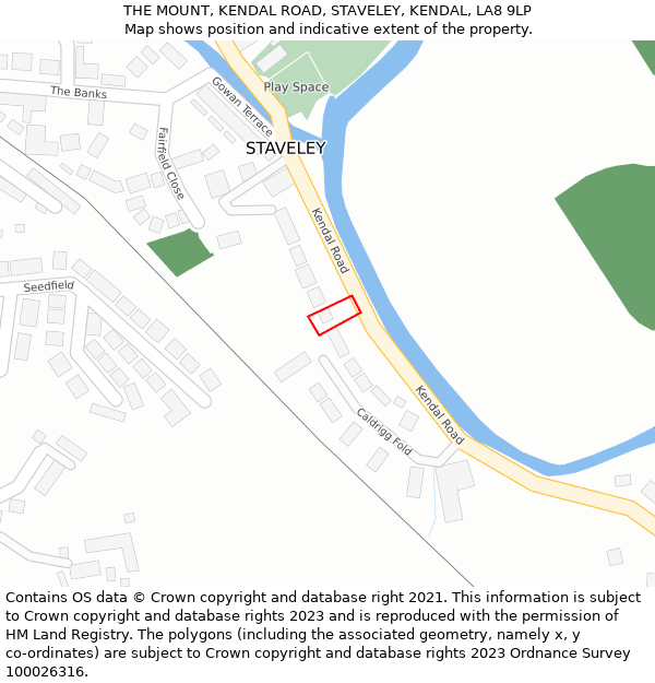 THE MOUNT, KENDAL ROAD, STAVELEY, KENDAL, LA8 9LP: Location map and indicative extent of plot