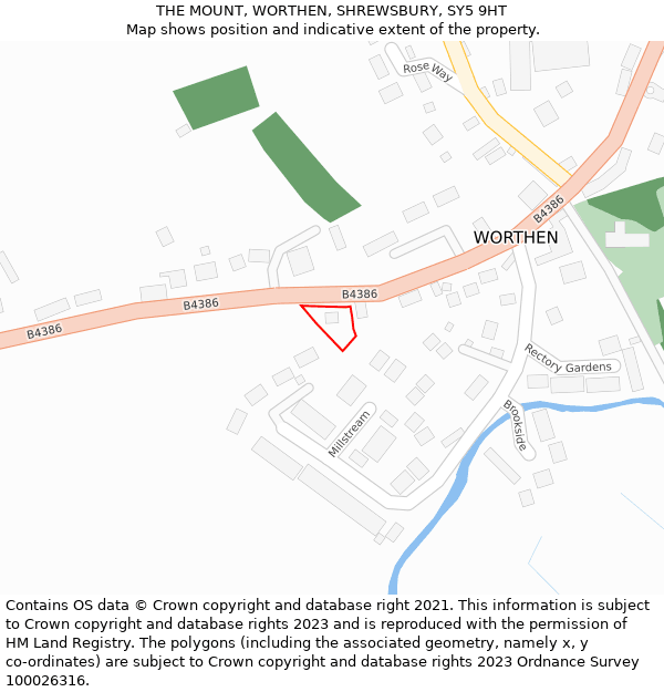 THE MOUNT, WORTHEN, SHREWSBURY, SY5 9HT: Location map and indicative extent of plot