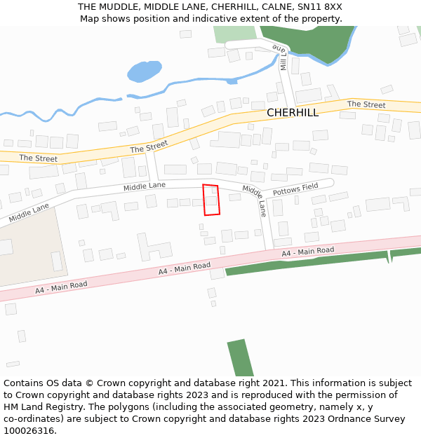 THE MUDDLE, MIDDLE LANE, CHERHILL, CALNE, SN11 8XX: Location map and indicative extent of plot