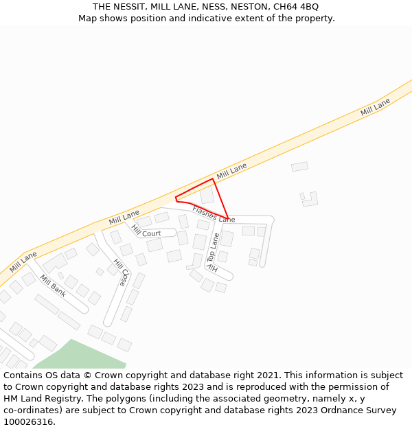 THE NESSIT, MILL LANE, NESS, NESTON, CH64 4BQ: Location map and indicative extent of plot