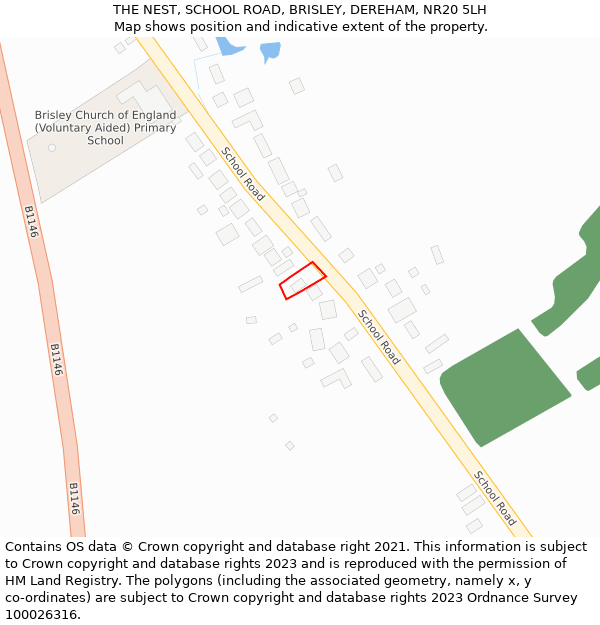 THE NEST, SCHOOL ROAD, BRISLEY, DEREHAM, NR20 5LH: Location map and indicative extent of plot