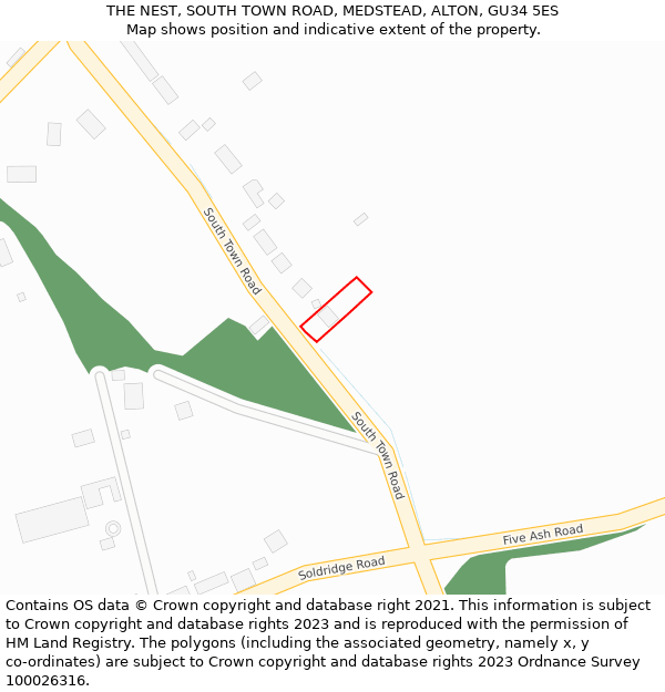 THE NEST, SOUTH TOWN ROAD, MEDSTEAD, ALTON, GU34 5ES: Location map and indicative extent of plot