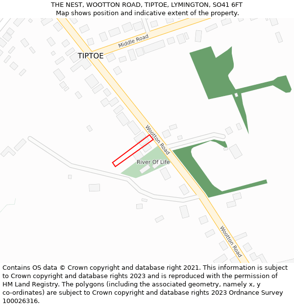 THE NEST, WOOTTON ROAD, TIPTOE, LYMINGTON, SO41 6FT: Location map and indicative extent of plot