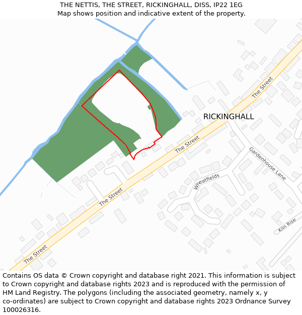 THE NETTIS, THE STREET, RICKINGHALL, DISS, IP22 1EG: Location map and indicative extent of plot