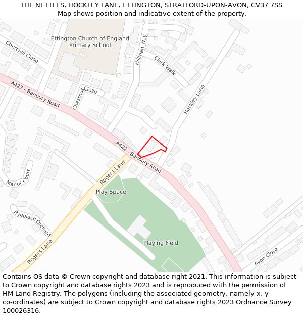 THE NETTLES, HOCKLEY LANE, ETTINGTON, STRATFORD-UPON-AVON, CV37 7SS: Location map and indicative extent of plot