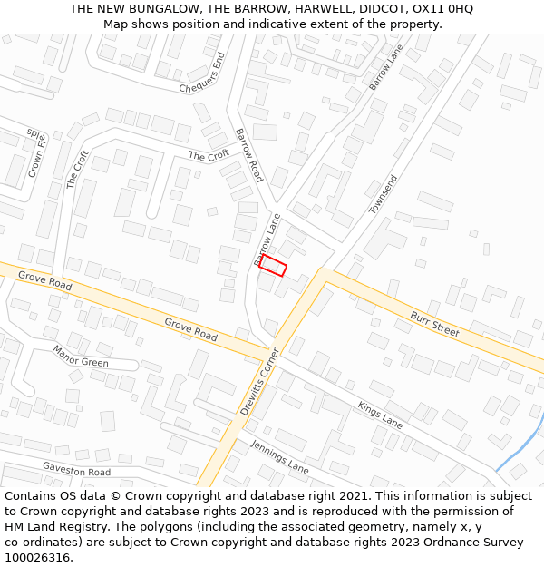 THE NEW BUNGALOW, THE BARROW, HARWELL, DIDCOT, OX11 0HQ: Location map and indicative extent of plot