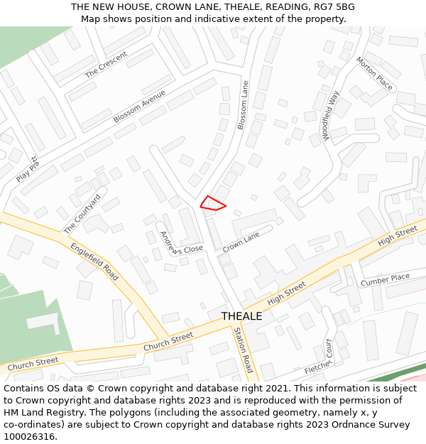 THE NEW HOUSE, CROWN LANE, THEALE, READING, RG7 5BG: Location map and indicative extent of plot