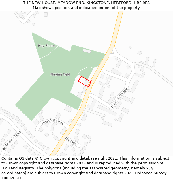 THE NEW HOUSE, MEADOW END, KINGSTONE, HEREFORD, HR2 9ES: Location map and indicative extent of plot