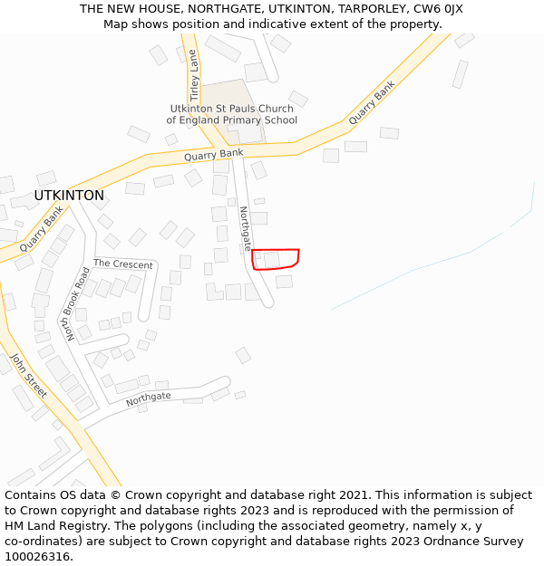 THE NEW HOUSE, NORTHGATE, UTKINTON, TARPORLEY, CW6 0JX: Location map and indicative extent of plot